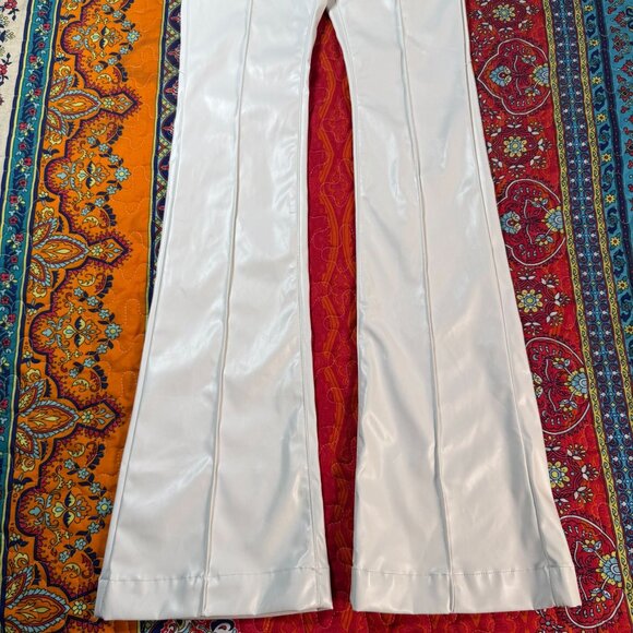 Revice White Vegan Leather Mid-Rise Flared Wide Leg Pants 23 (ACT22x33) NWT - Picture 4 of 16
